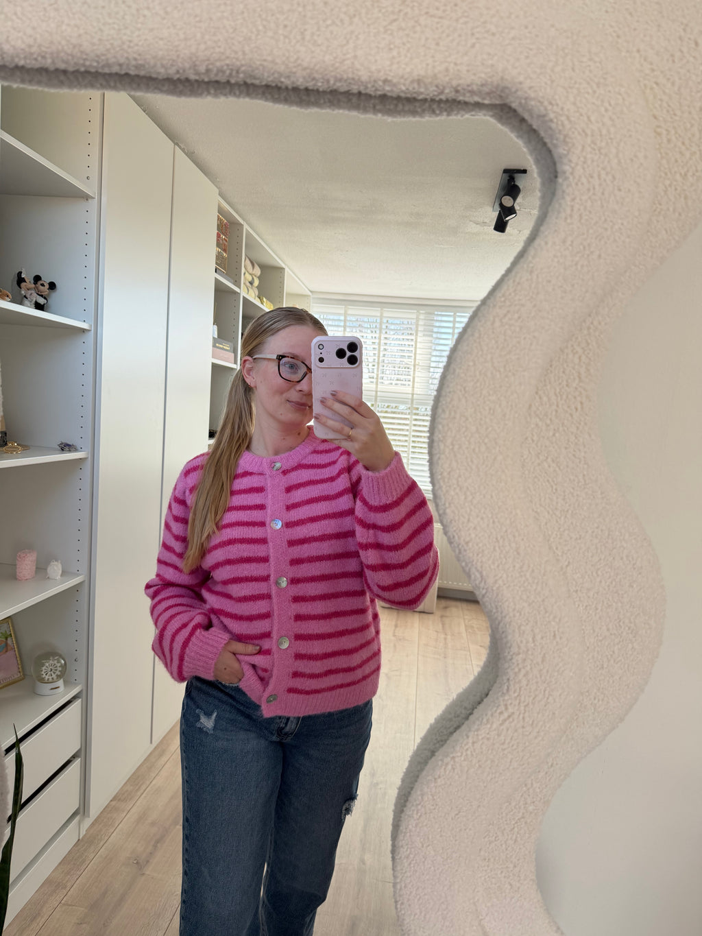 Vest met strepen - Roze/Roze