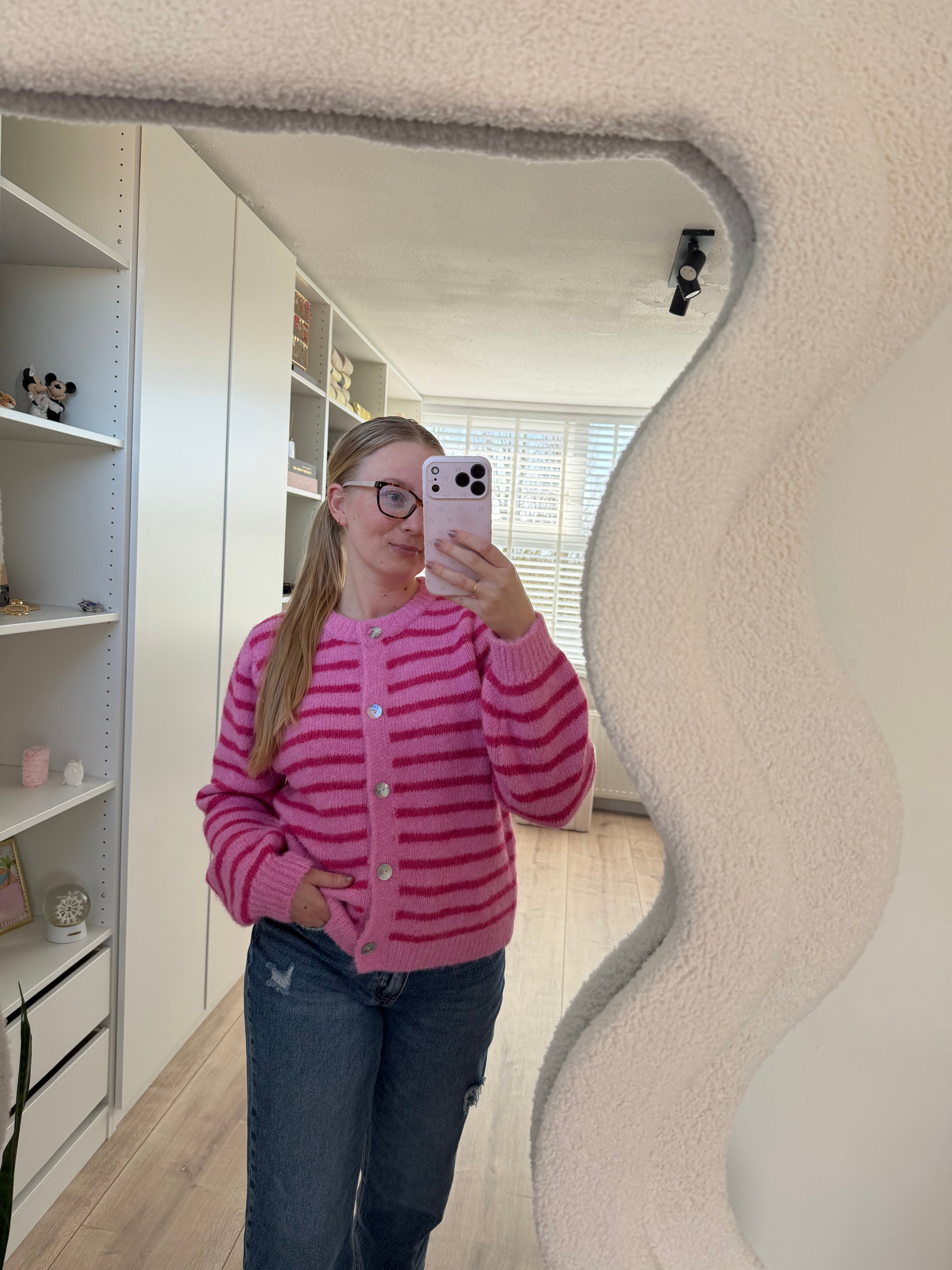 Vest met strepen - Roze/Roze