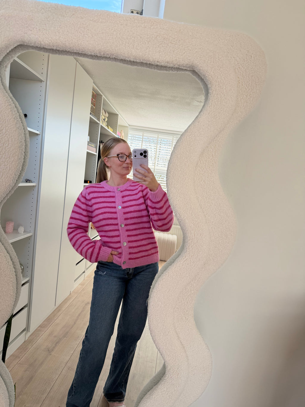 Vest met strepen - Roze/Roze