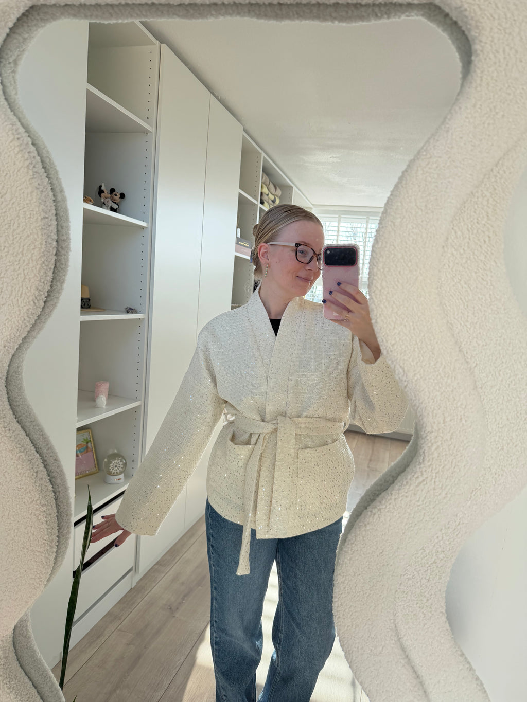 Kimono jasje met glitter - Wit