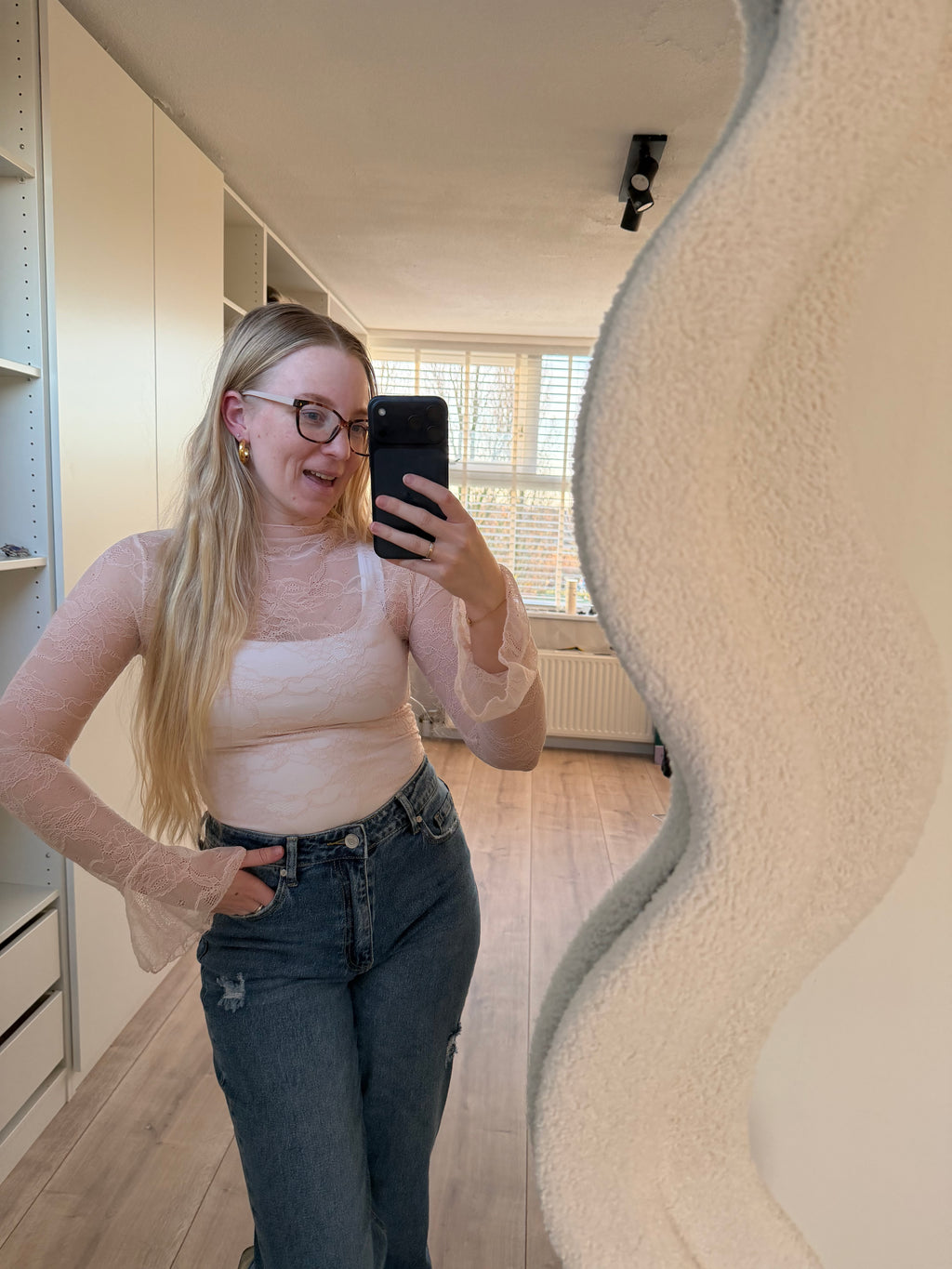 Kanten Top - Licht roze