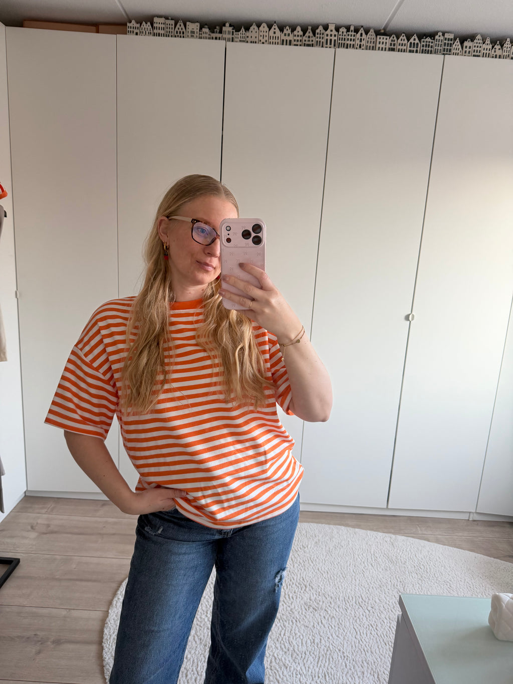 Tshirt strepen - Oranje/Wit