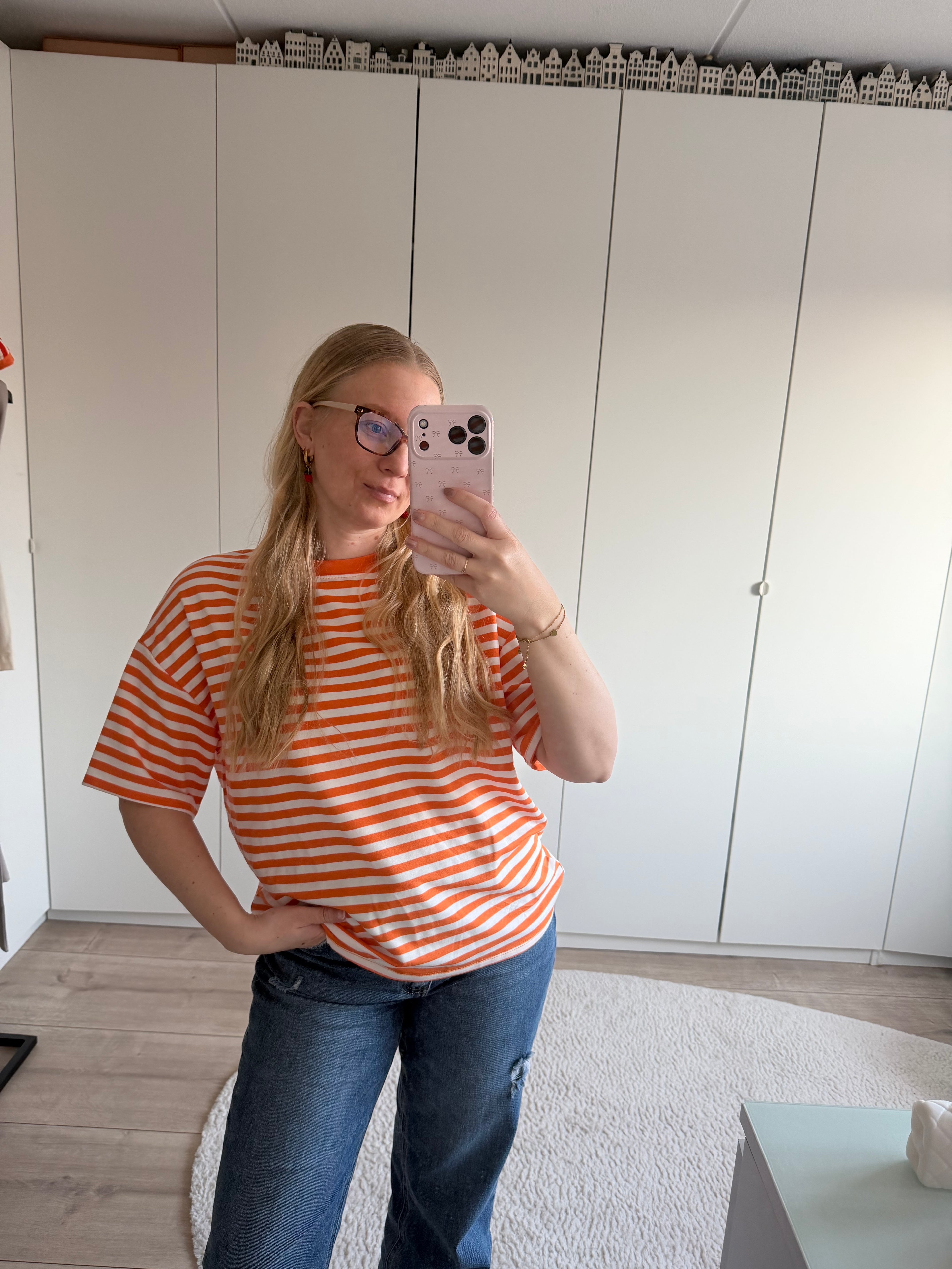Tshirt strepen - Oranje/Wit