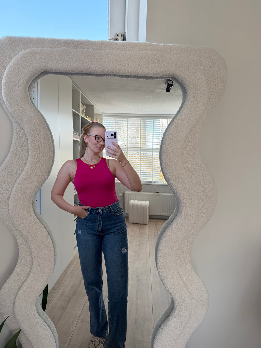 Basic mouwloze body - roze