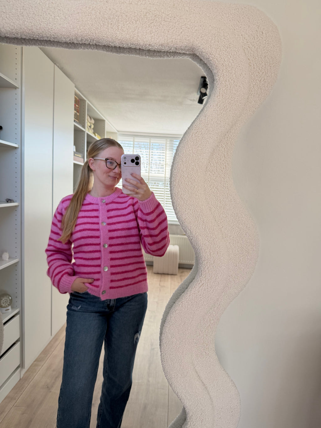 Vest met strepen - Roze/Roze