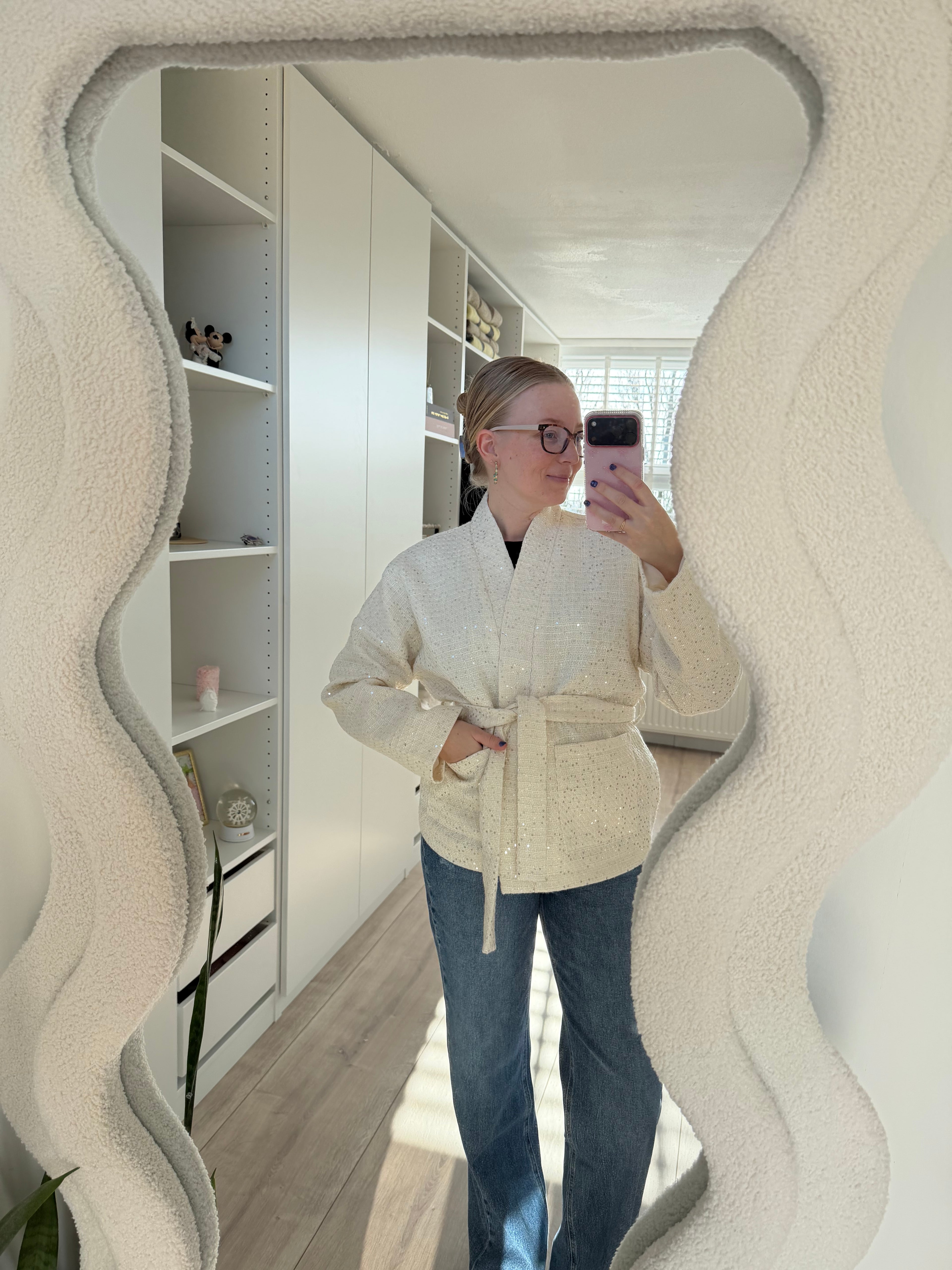 Kimono jasje met glitter - Wit