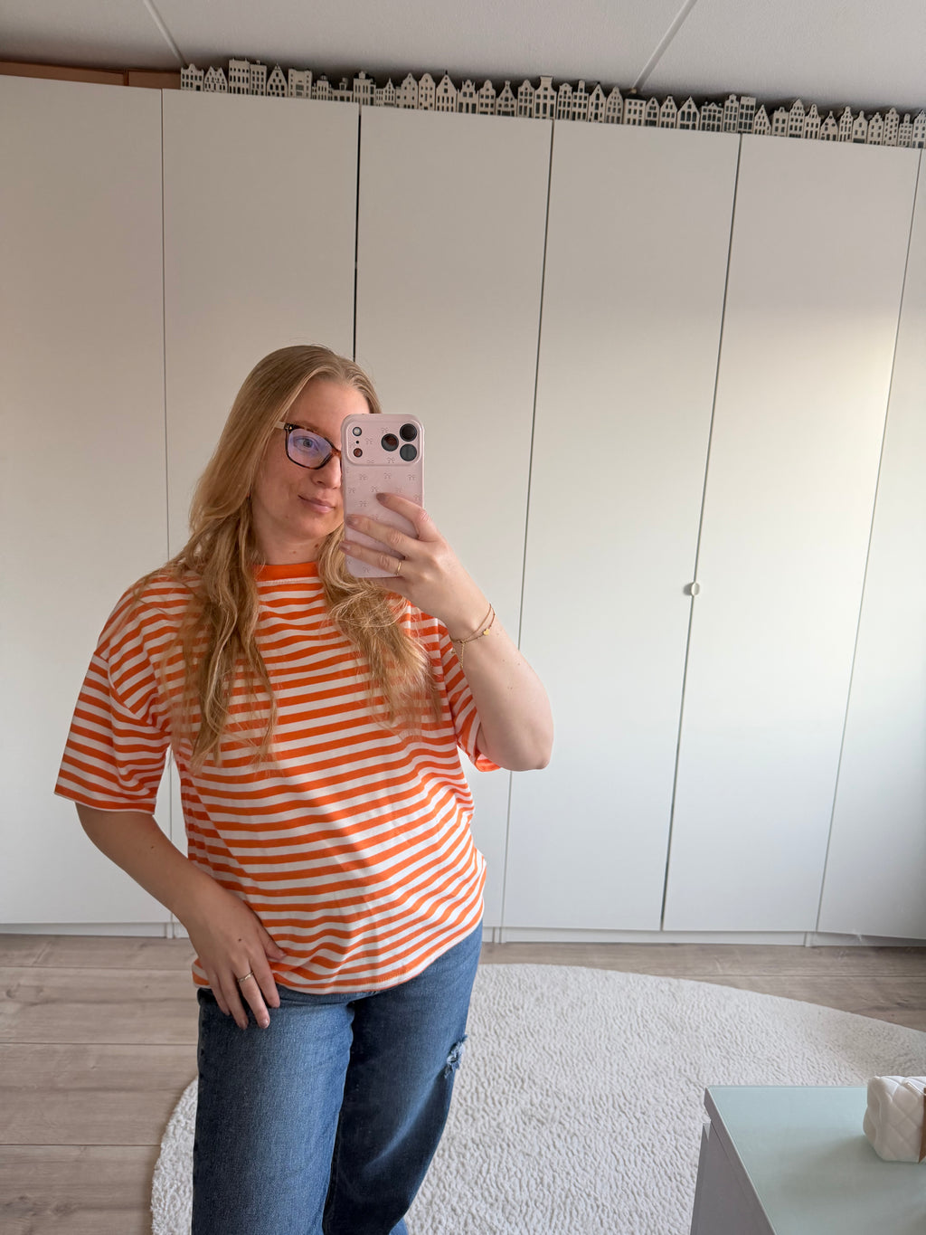 Tshirt strepen - Oranje/Wit