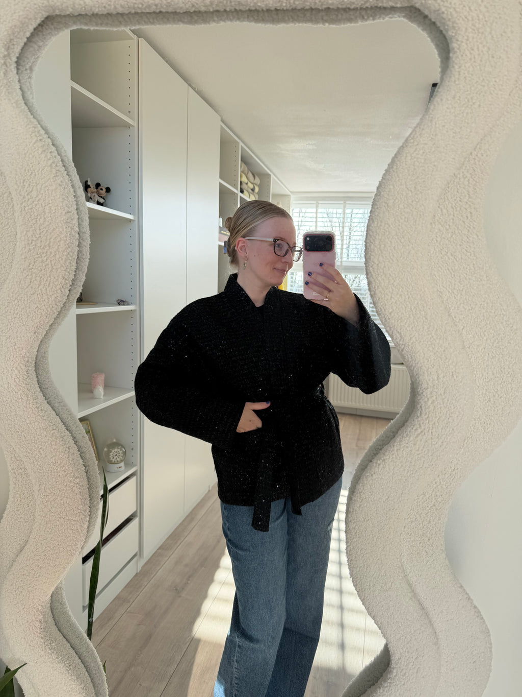 Kimono jasje met glitter - Zwart