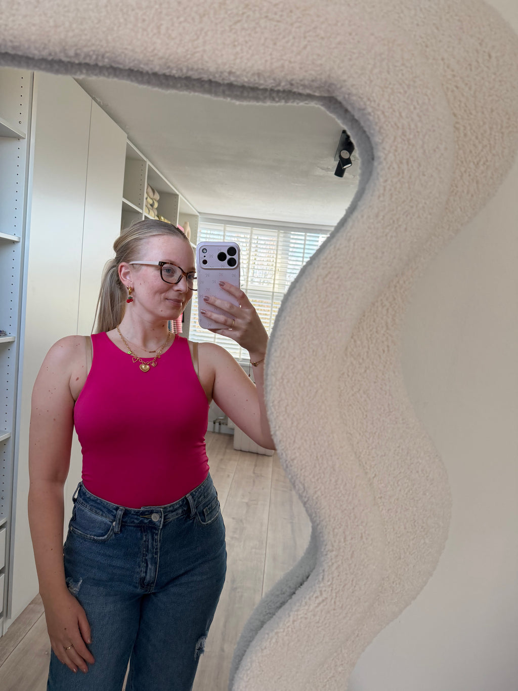 Basic mouwloze body - roze