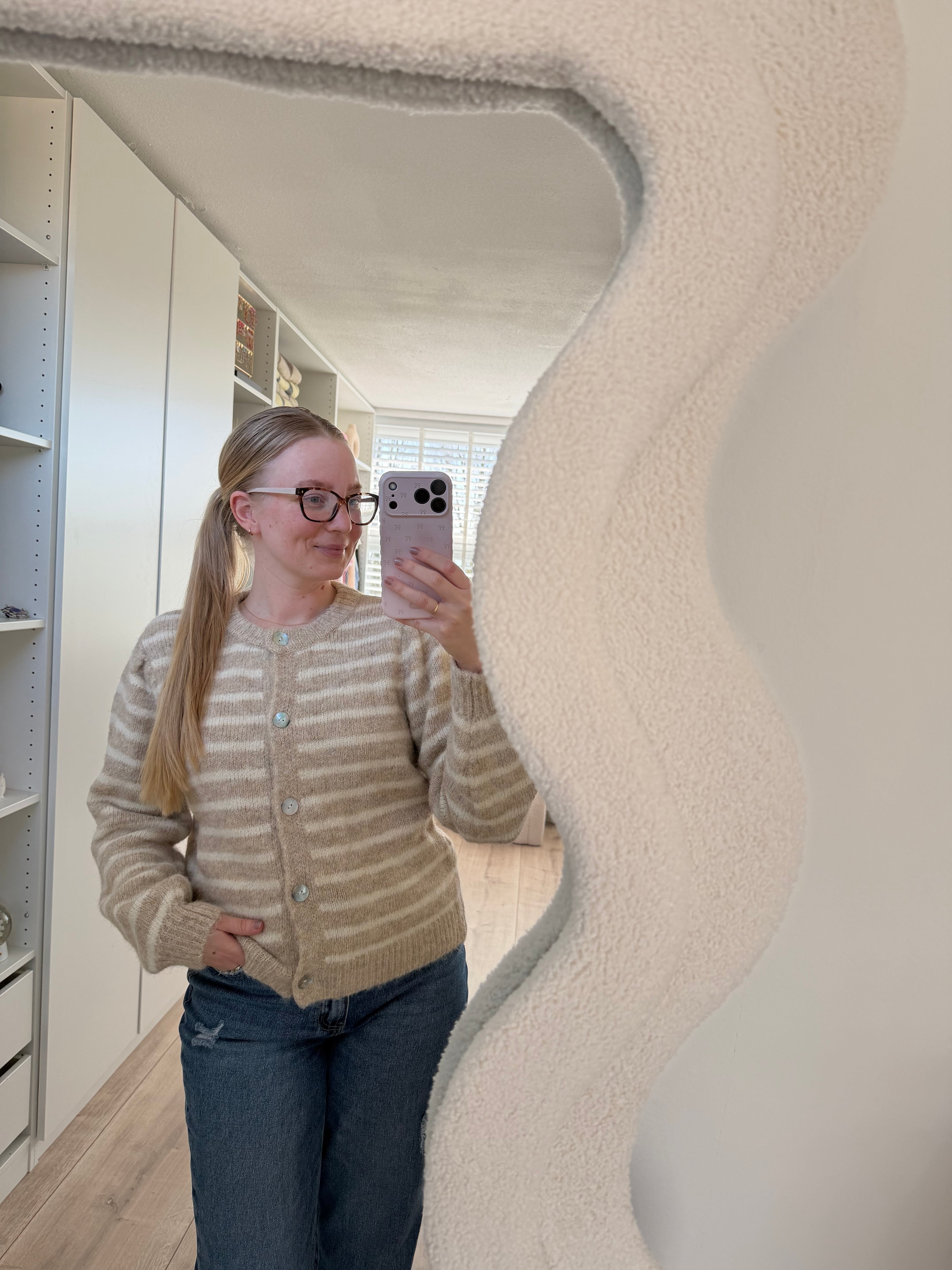 Vest met strepen - Beige/Wit