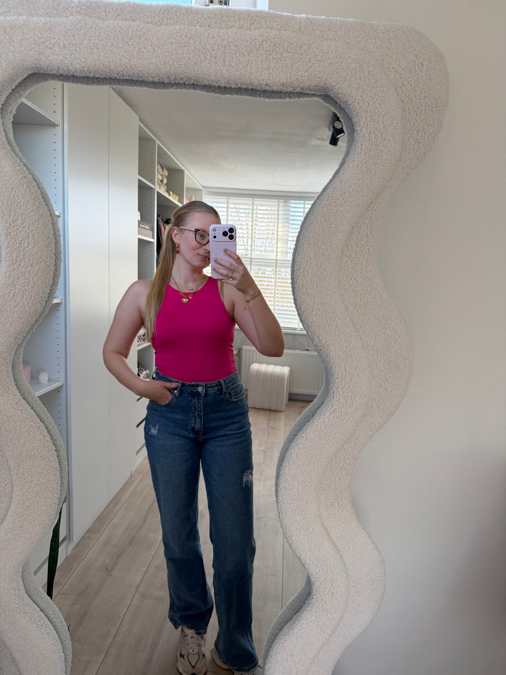 Basic mouwloze body - roze
