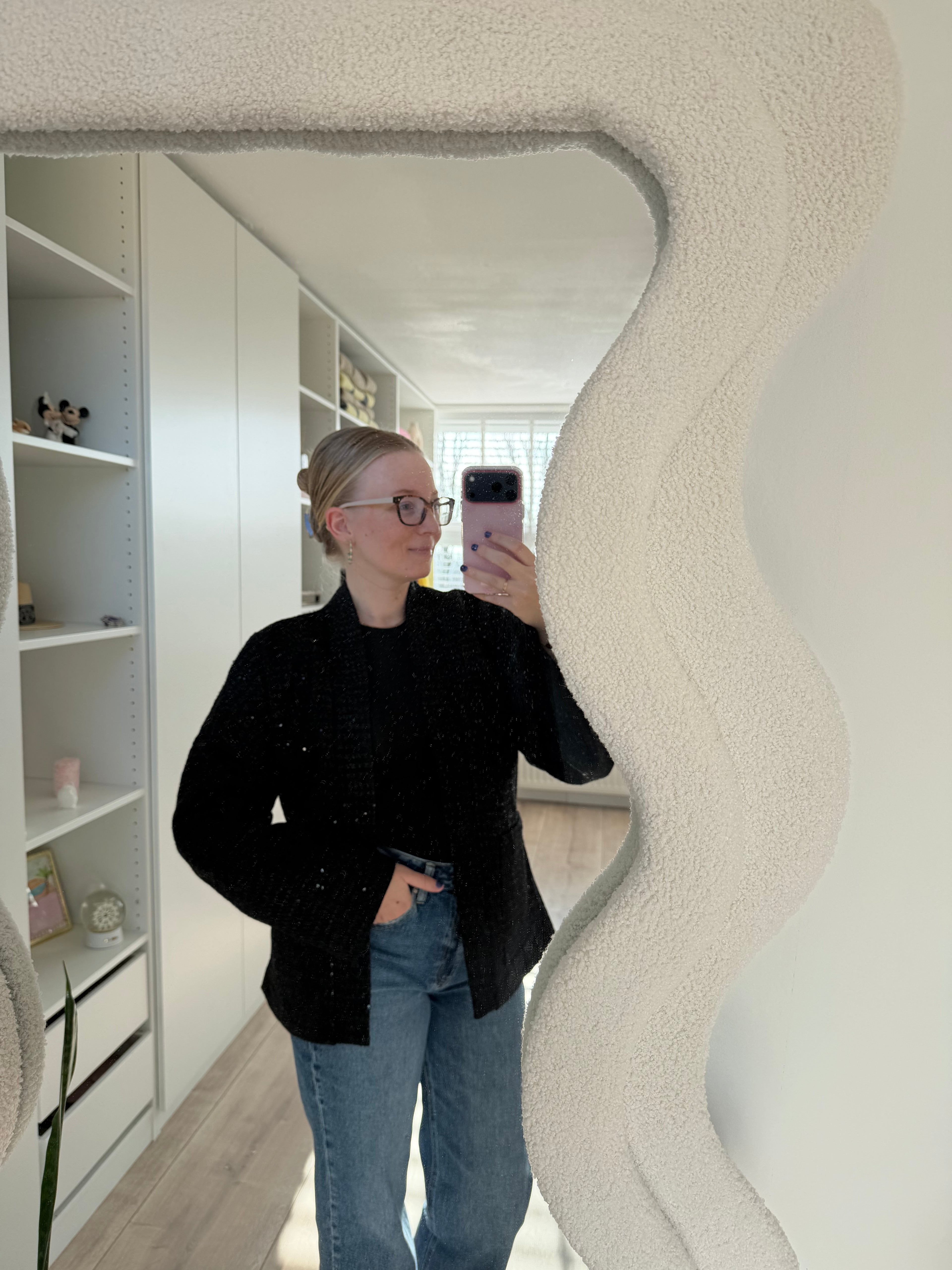 Kimono jasje met glitter - Zwart