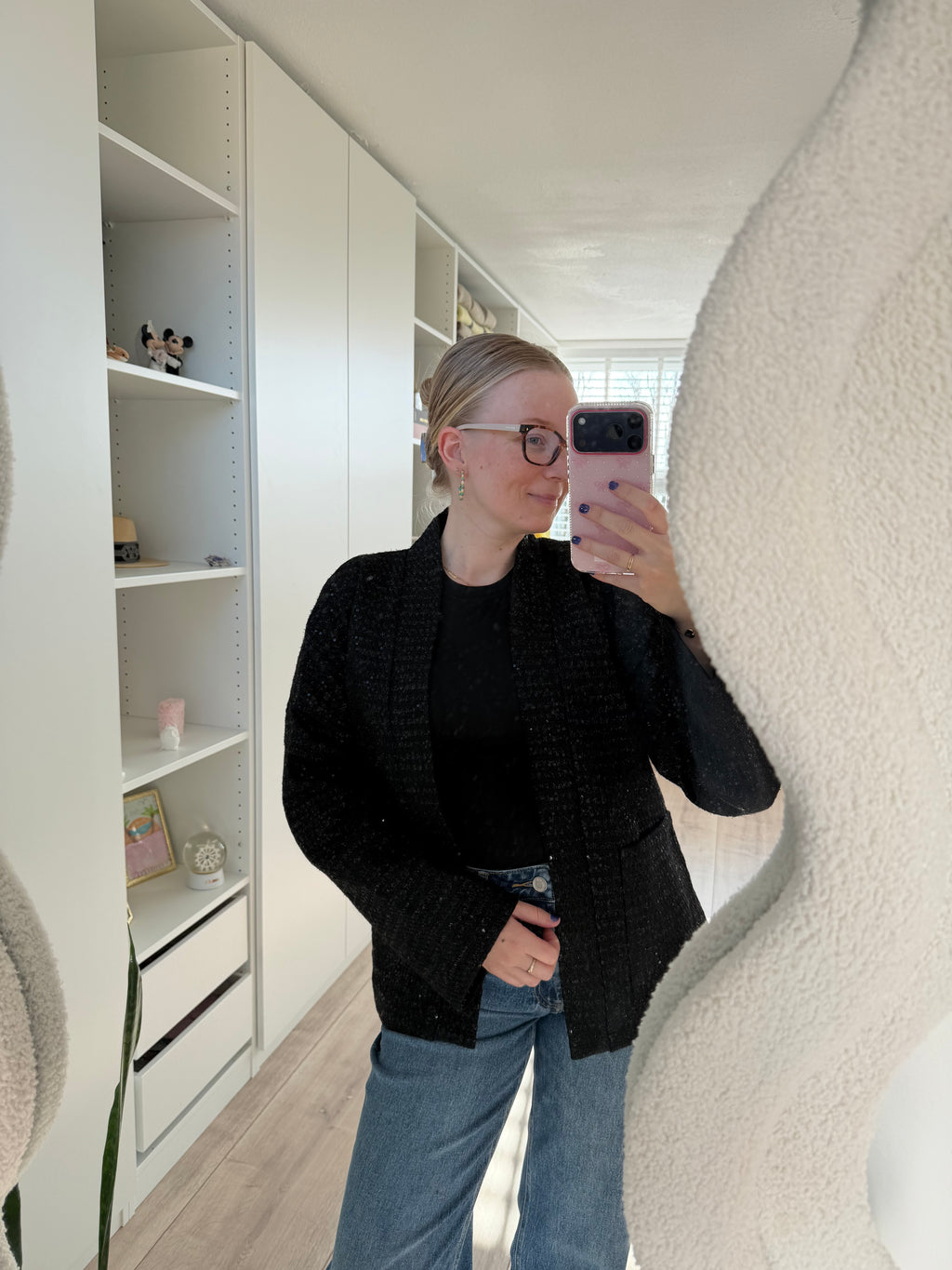 Kimono jasje met glitter - Zwart
