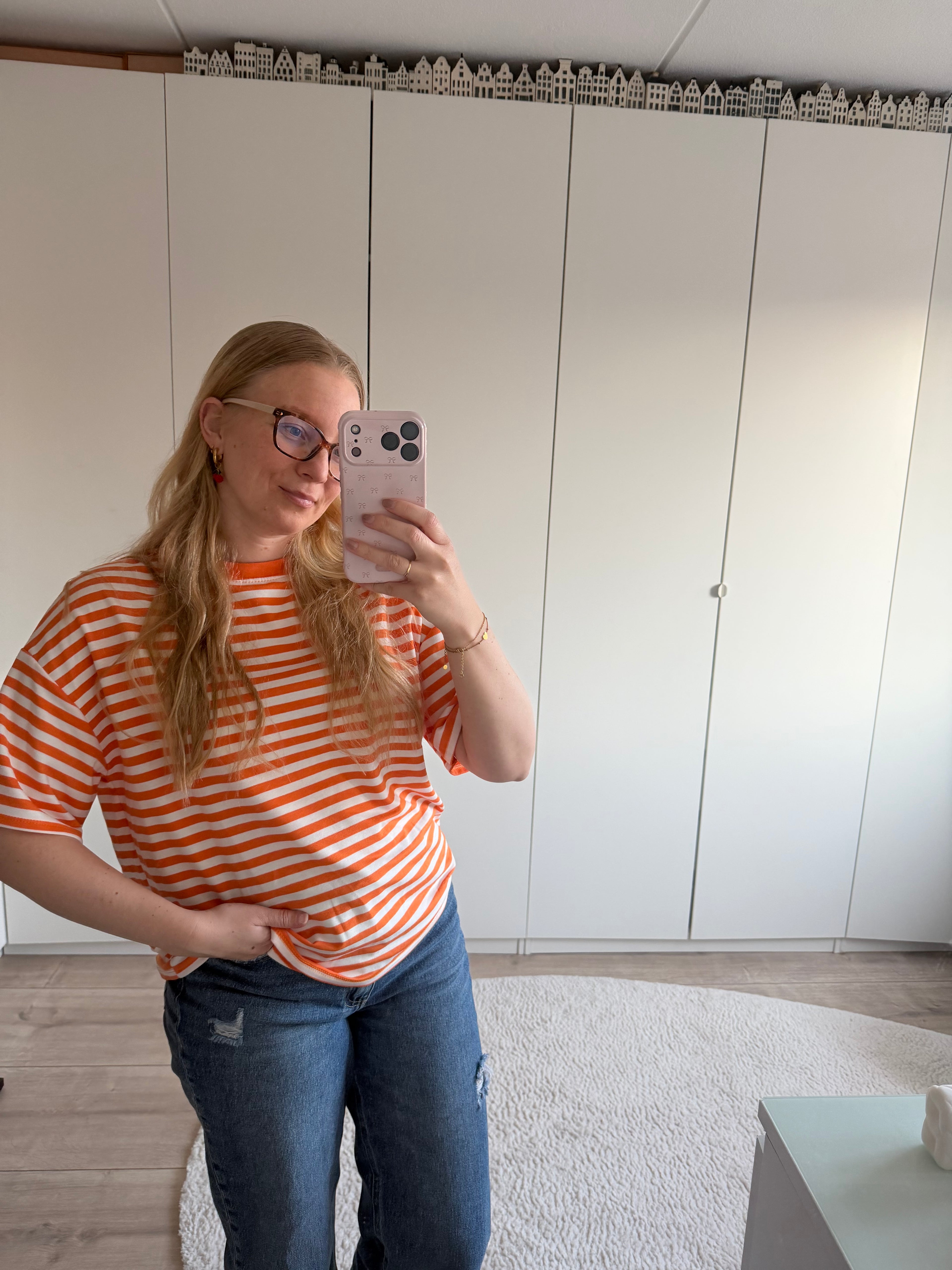 Tshirt strepen - Oranje/Wit