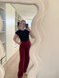 High waist straight Pantalon - Burgundy