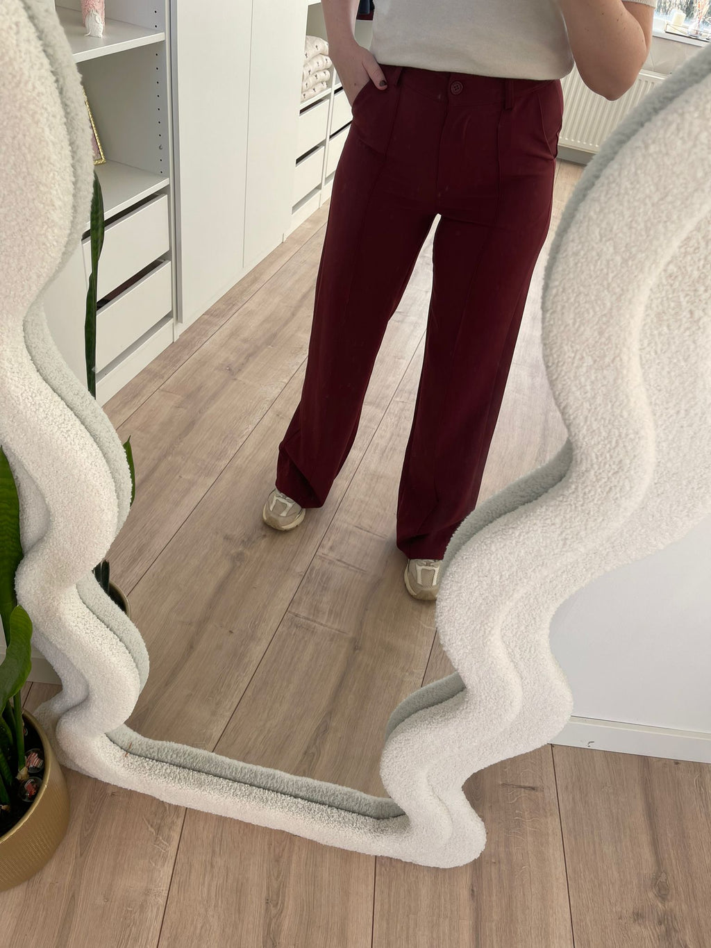 High waist straight Pantalon - Burgundy