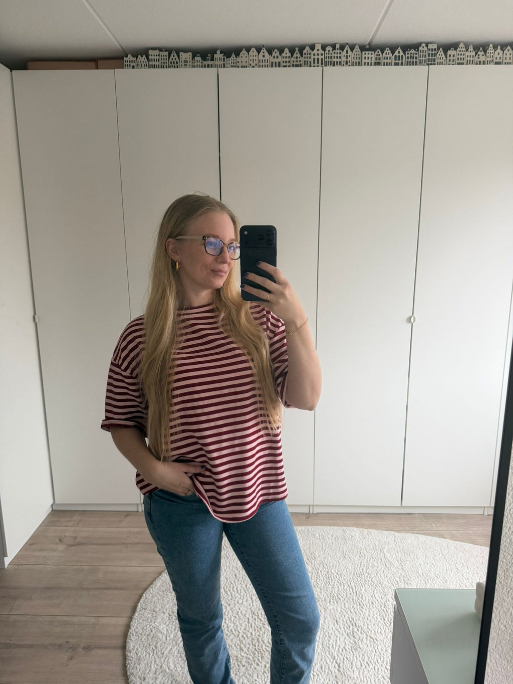 Tshirt strepen - Rood/Roze