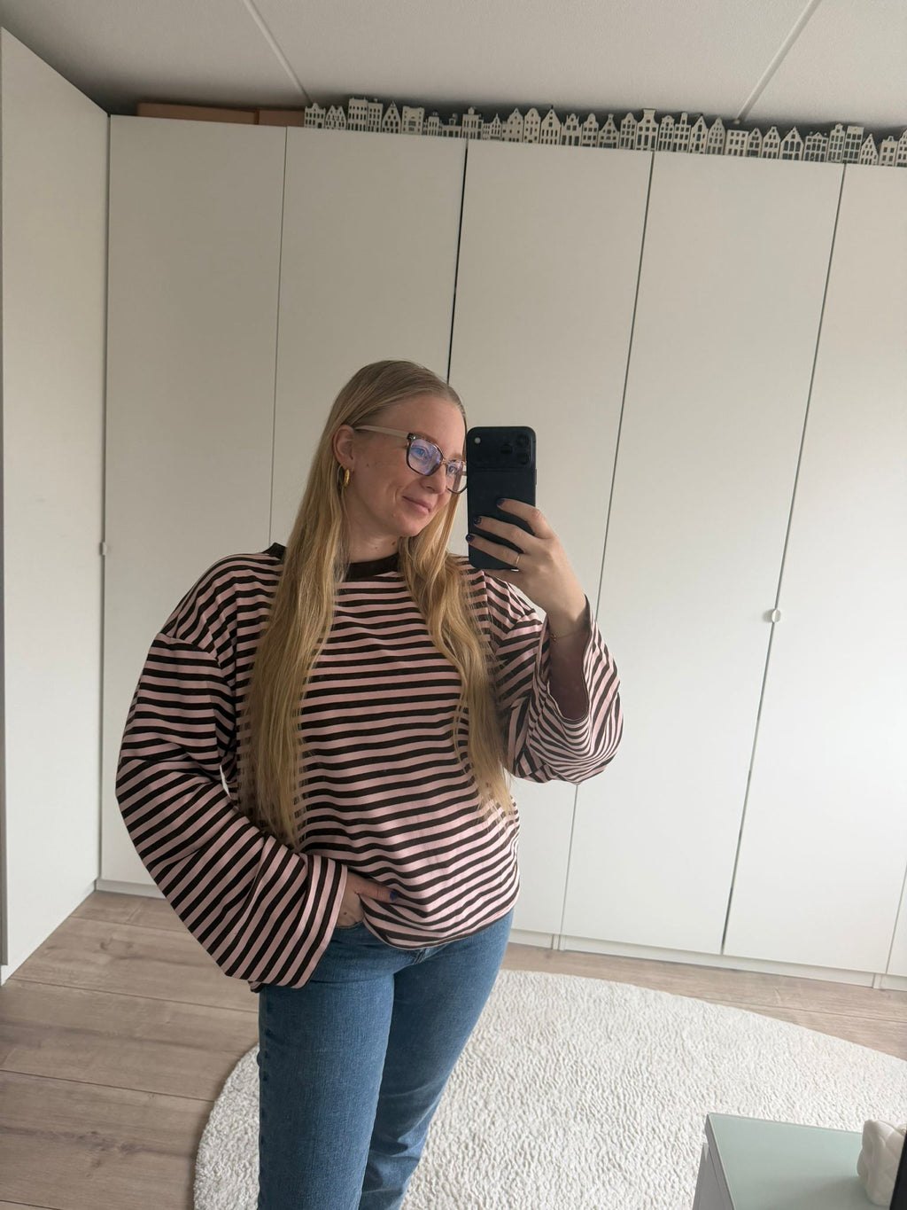 Longsleeve streepjes - Bruin/Roze