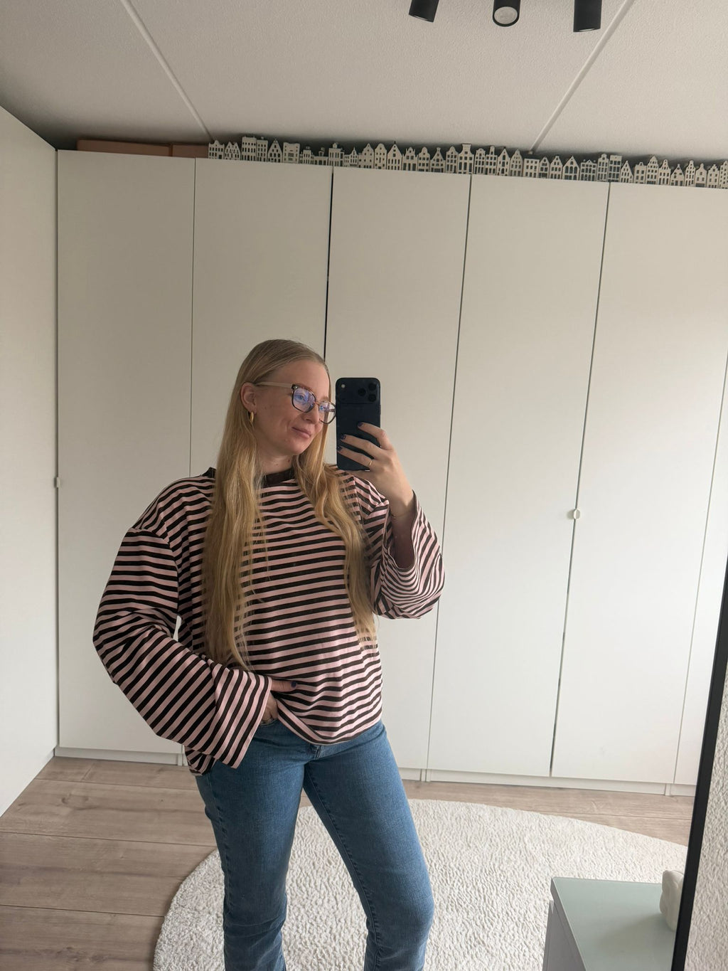 Longsleeve streepjes - Bruin/Roze