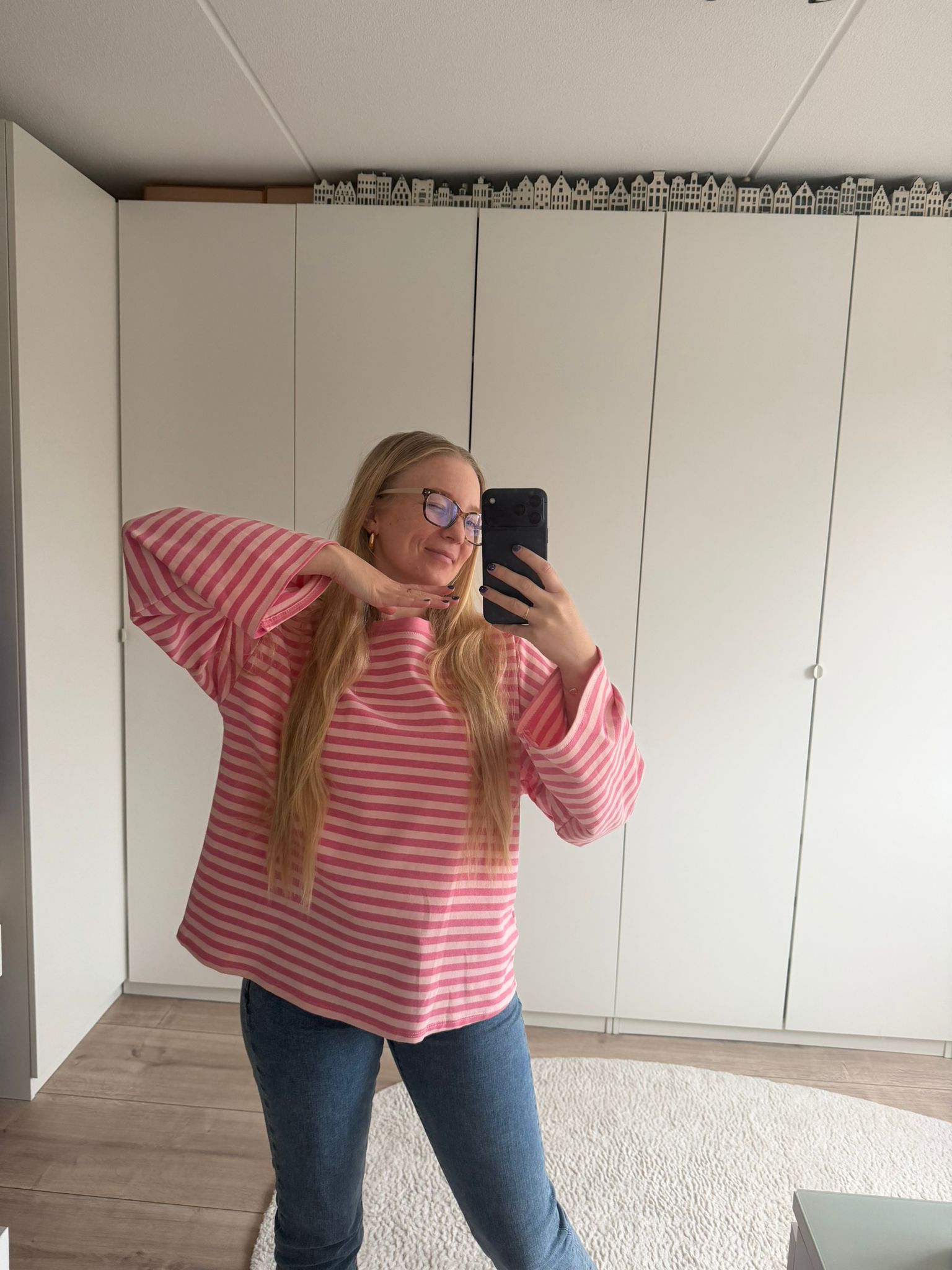 Longsleeve streepjes - Roze/Roze