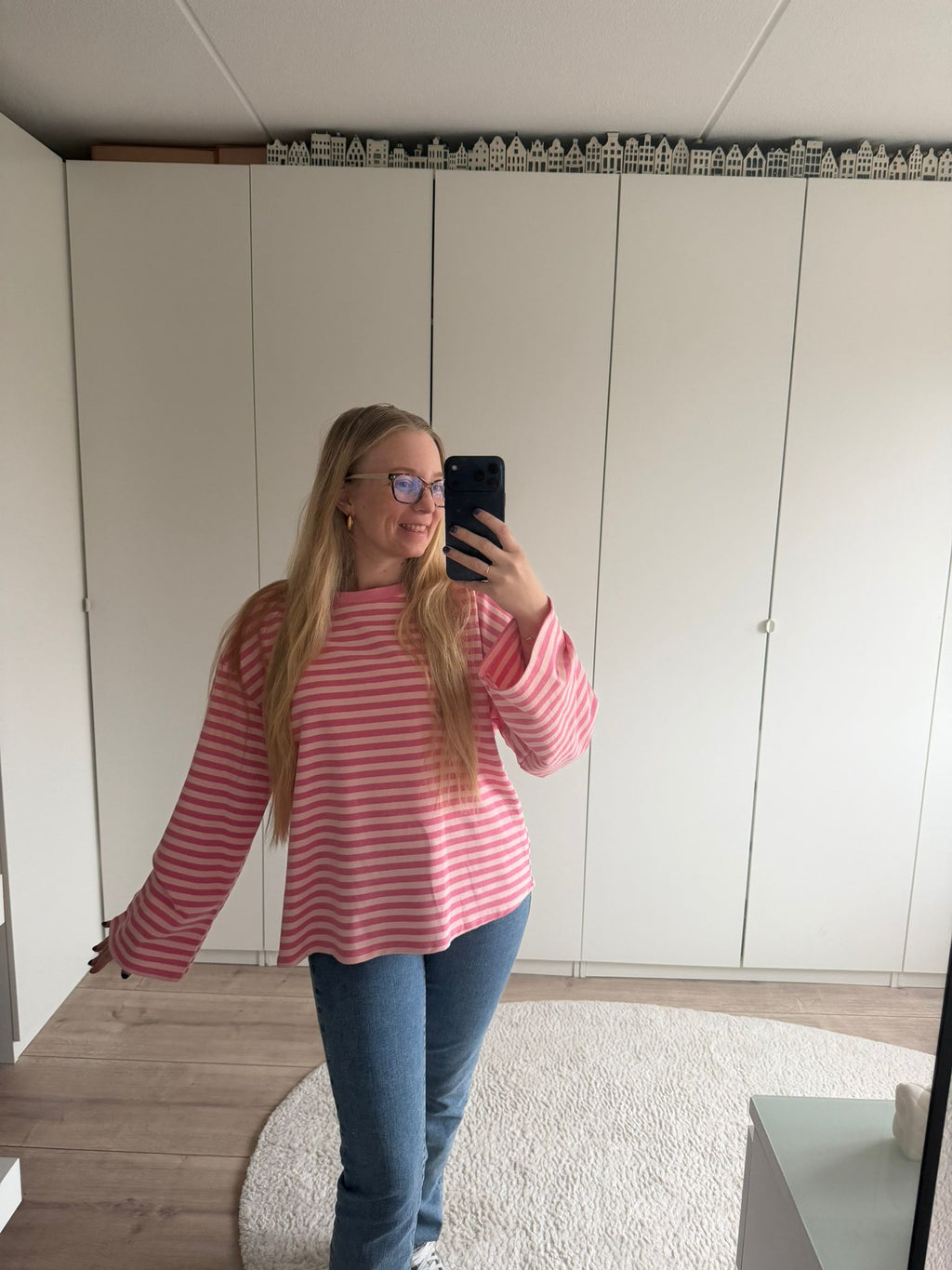 Longsleeve streepjes - Roze/Roze