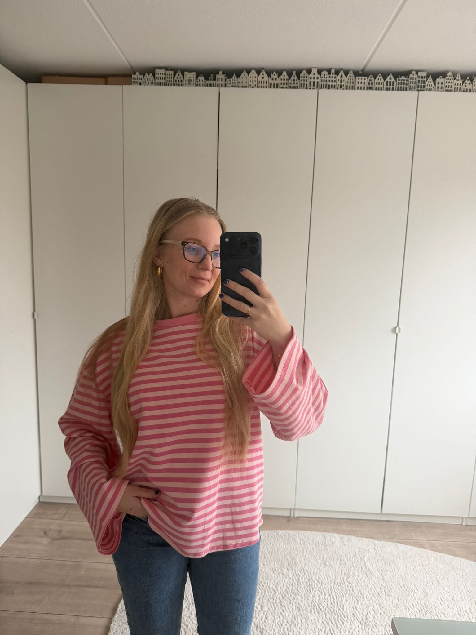 Longsleeve streepjes - Roze/Roze