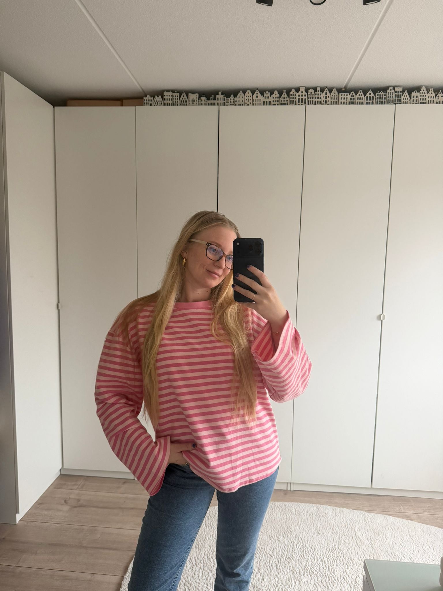 Longsleeve streepjes - Roze/Roze