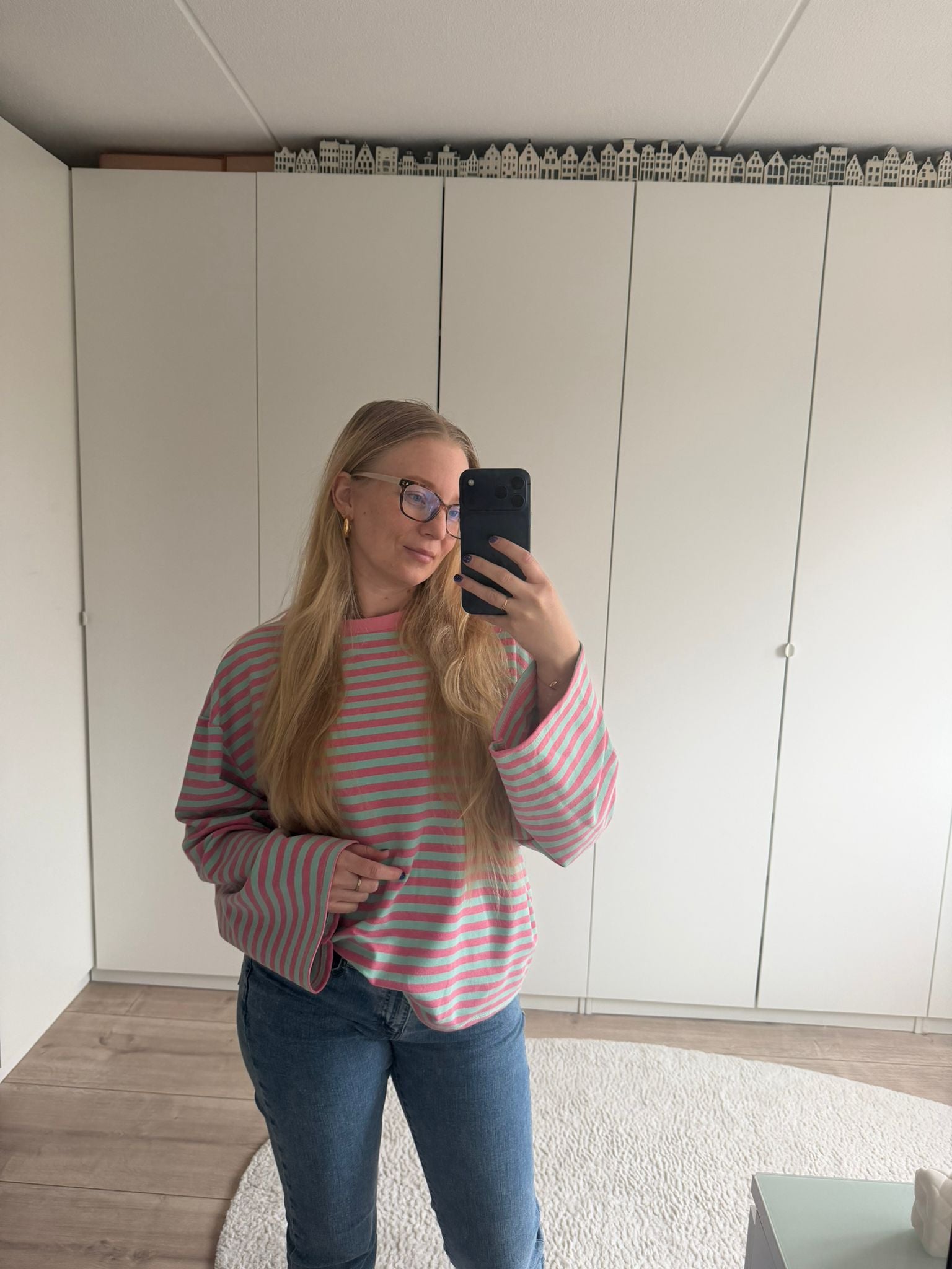 Longsleeve streepjes - Blauw/Roze