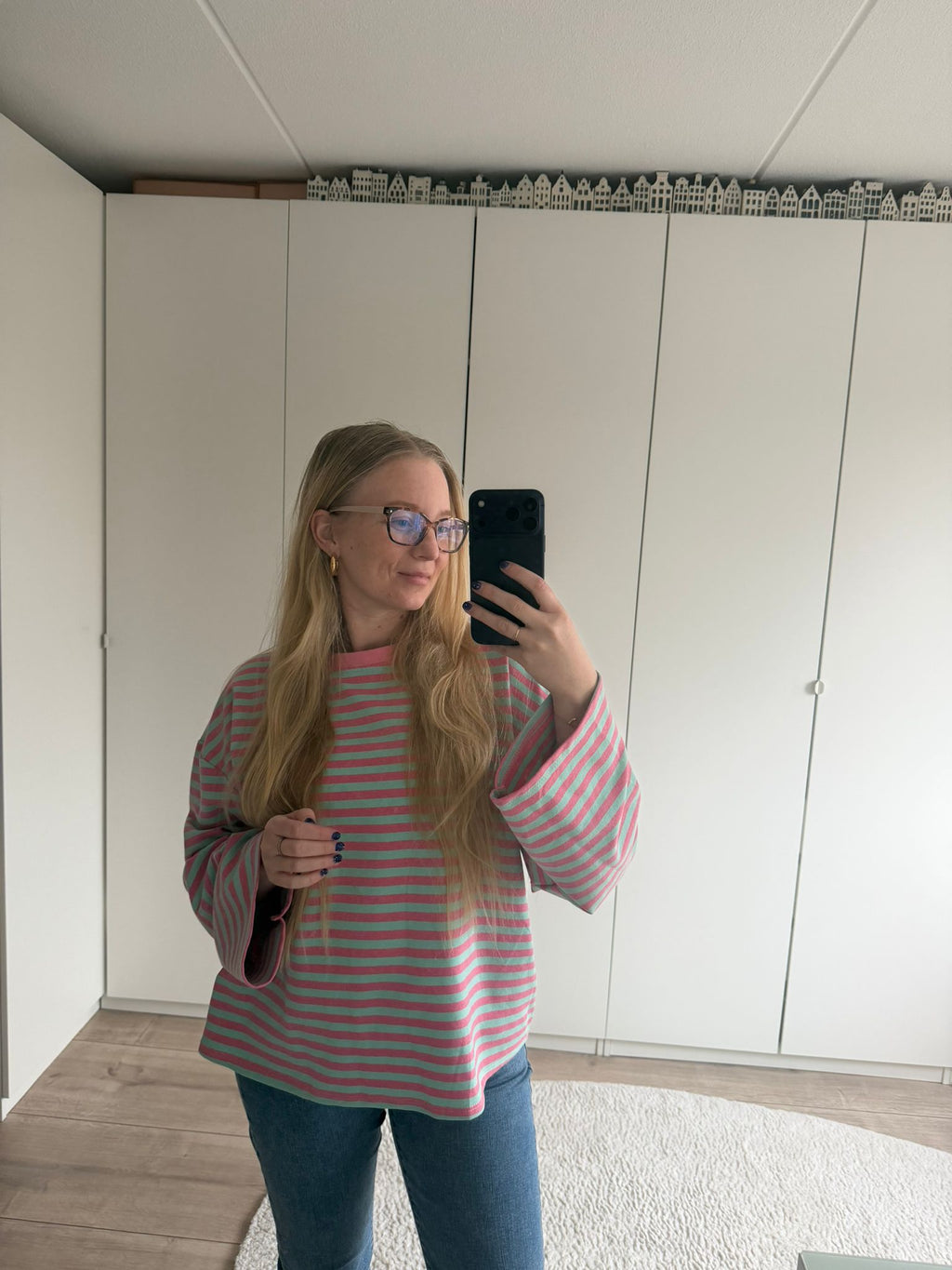 Longsleeve streepjes - Blauw/Roze