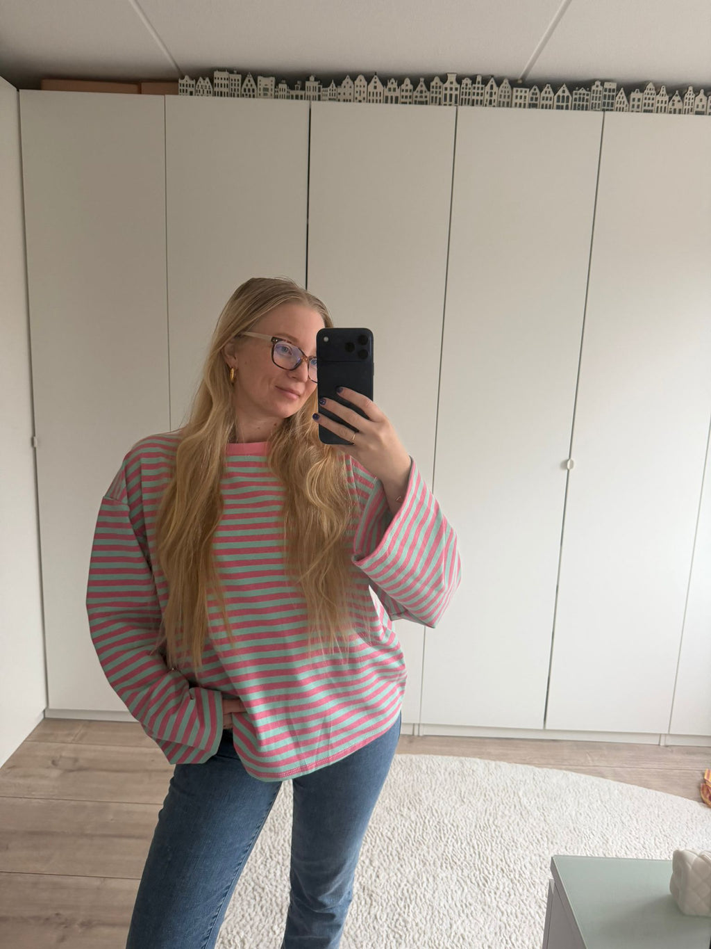 Longsleeve streepjes - Blauw/Roze