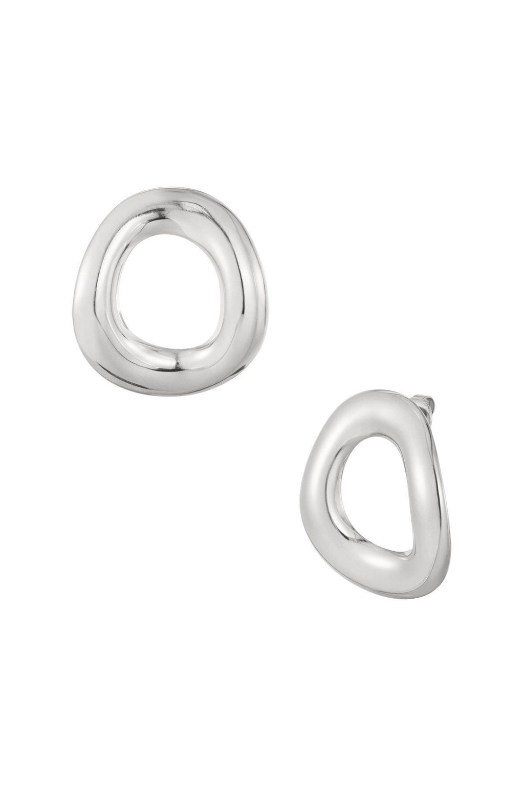 Organisch ronde oorbel - Zilver