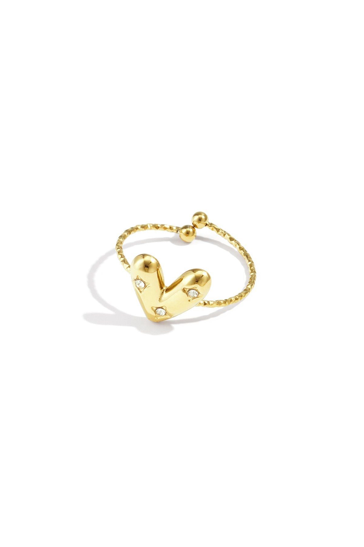 Hartjes Ring met steentjes -Goud